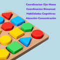 Juego Montessori Clasificador Encaje Figura Madera Didactico Caqui