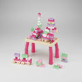 Juego De Bloques Construcción Para Armar 100 Piezas Con Mesa 100 Bloques Rosa