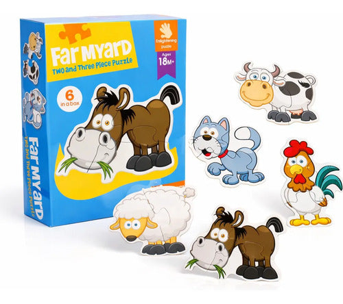 Puzzle Rompecabezas Didáctico Animales De La Granja 6 En 1