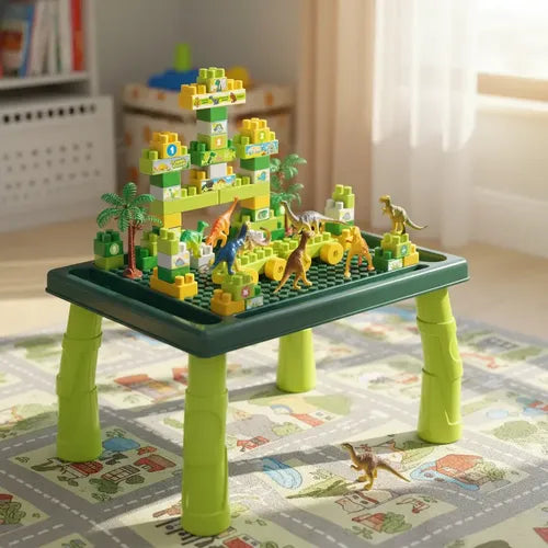 Juego Bloques Dinosaurio 80pzs + Mesa  Creativo Y Educativo 80 Dinosaurio