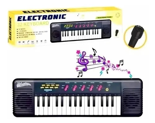 Teclado Musical Para Niños Juguete Con Micrófono | 32 Teclas Negro