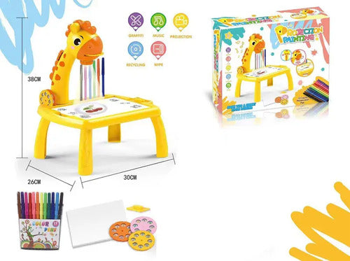Proyector Mesa De Dibujo Para Niños Jirafa Juguete Didáctico Amarillo