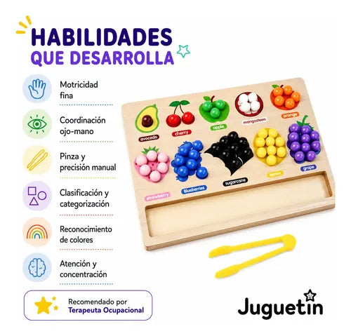 Tablero Clasificación Colores Y Frutas Juguete Montessori Caqui
