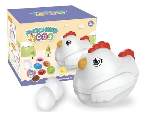 Juguete De Encaje Gallina 12 Huevos Encaje Colores Numeros Blanco