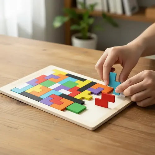Puzzle Tangram Rompecabezas De Madera Educativo  40pcs