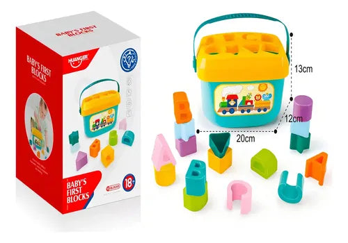 Juego Balde Bloques De Encaje Bebé Color Celeste Huanger Celeste