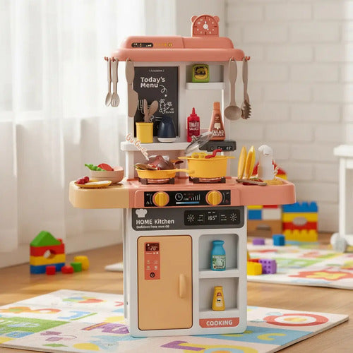 Cocina Juguete Luces Sonidos 43 Accesorios Niños 68 Cm Rosa