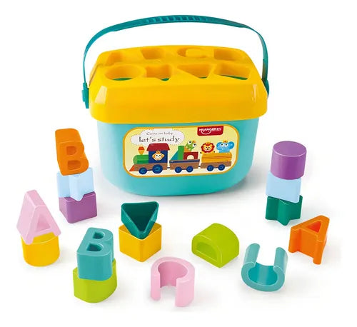 Juego Balde Bloques De Encaje Bebé Color Celeste Huanger Celeste