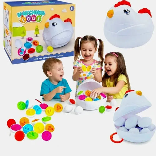 Juguete De Encaje Gallina 12 Huevos Encaje Colores Numeros Blanco